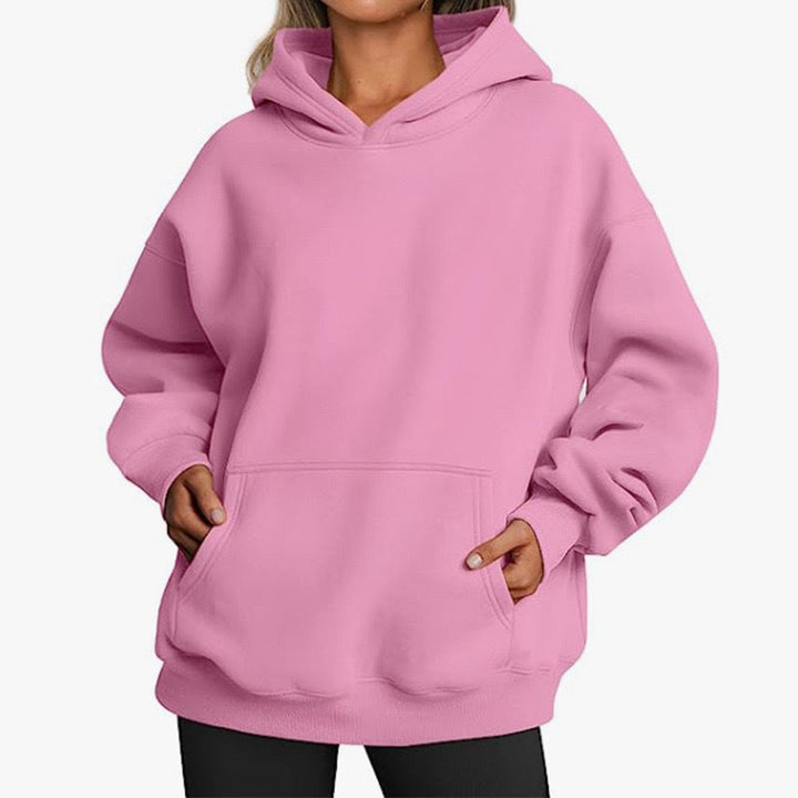 Sienna oversized hoodie with kangaroo pocket, pink front view
