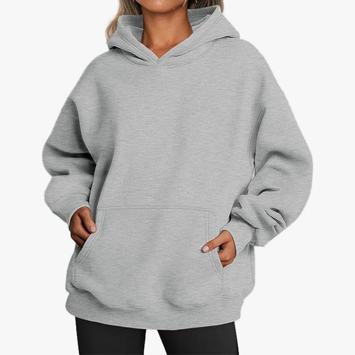 Sienna oversized hoodie with kangaroo pocket, heather gray front view