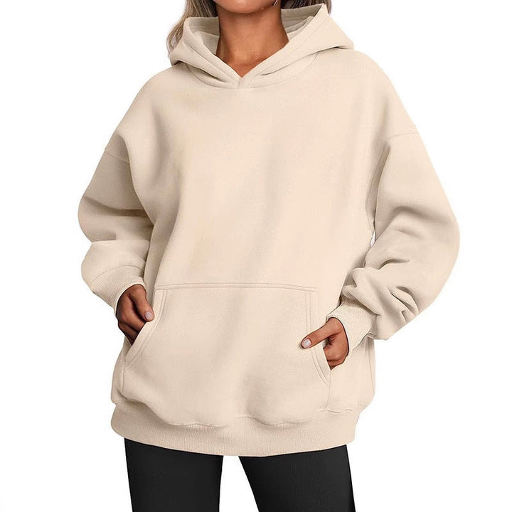 Sienna oversized hoodie with kangaroo pocket, cream front view