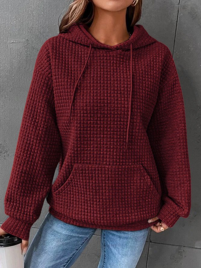Sienna waffle knit hoodie in burgundy, front view