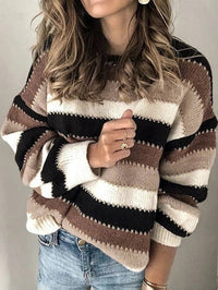 Tallulah | Women's Striped Crew Neck Knit Sweater