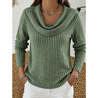 Theodora | Women's Cowl-Neck Ribbed Knit Sweater