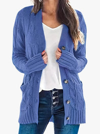 Vivienne | Women's Cable Knit V-Neck Button Cardigan