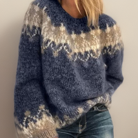 Wilhelmina | Women's Fair Isle Patterned Yoke Knit Sweater