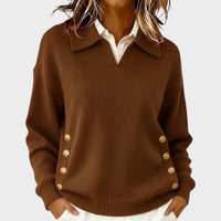 Winnifred | Women's Button Detail V-Neck Sweater