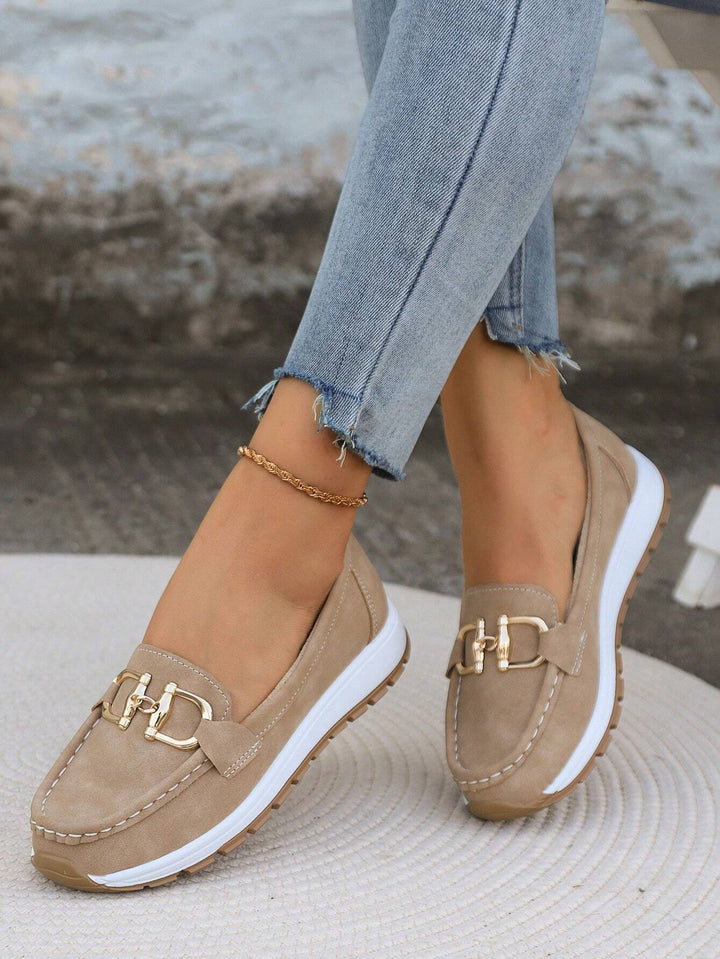 Odette moccasin loafers close-up showing stitching and sole