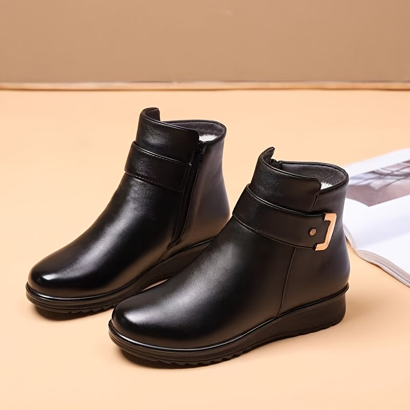 Felicity black ankle boots, front angled view