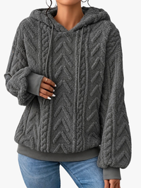 Women's Cable Knit Hooded Fleece Sweater | Marcella