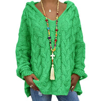 Women's Cable Knit Hooded Sweater | Halona