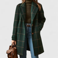 Women's Checkered Notched Lapel Wool Coat | Thessaly