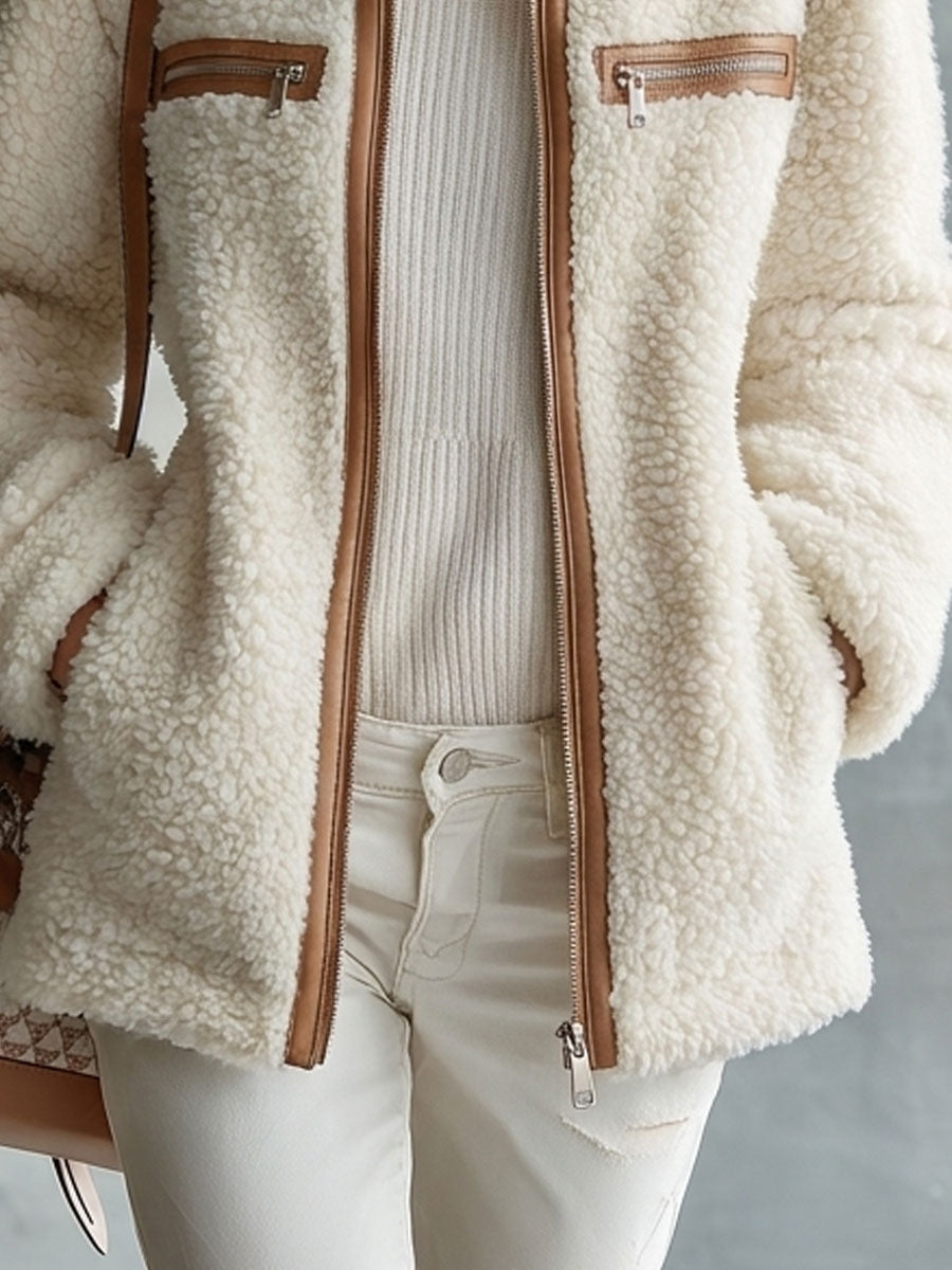 Odalys fleece zip jacket, front view close-up with stand collar
