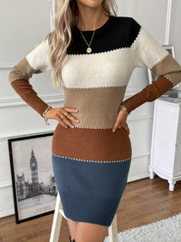 Women's Colorblock Long Sleeve Sweater Dress | Rosamund