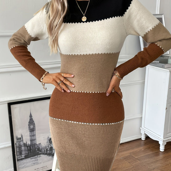 Rosamund colorblock sweater dress, back view