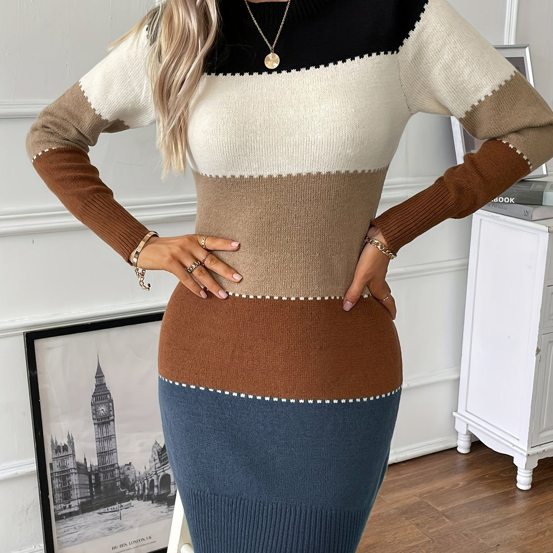 Rosamund colorblock sweater dress, back view