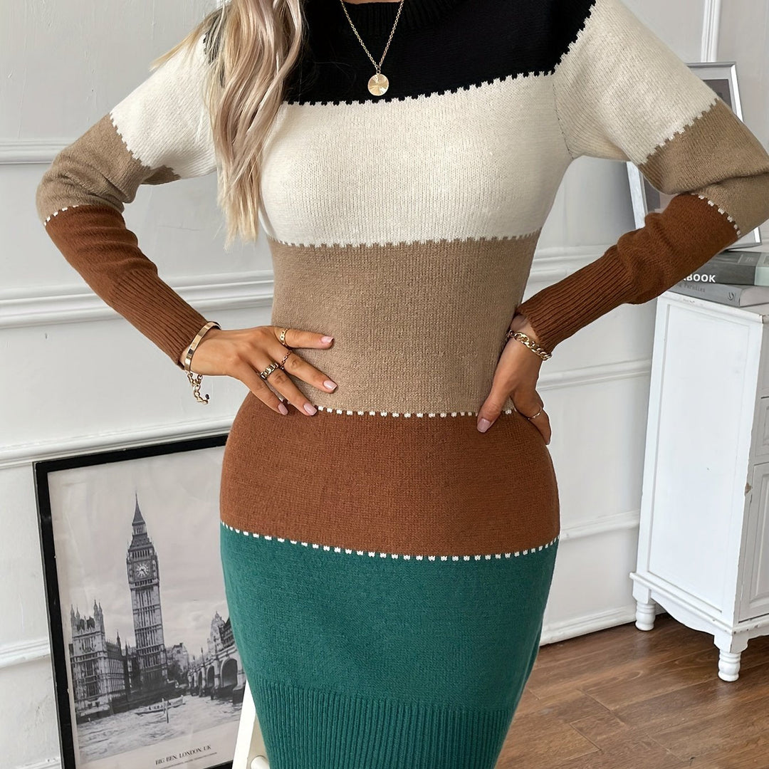 Rosamund colorblock sweater dress, back view