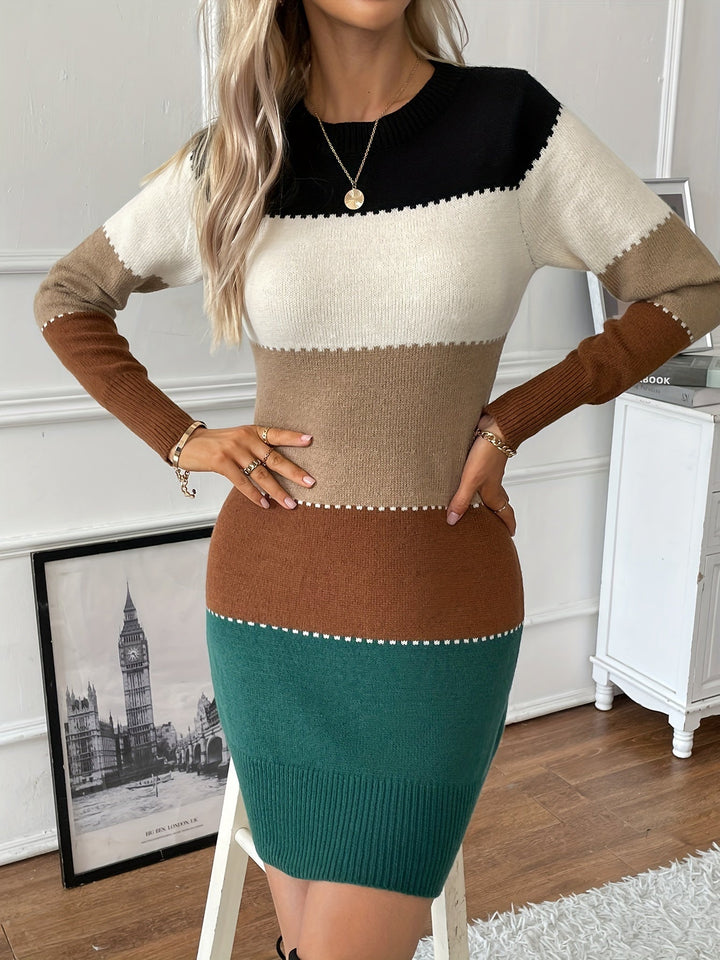 Rosamund colorblock sweater dress, alternate colorway front view