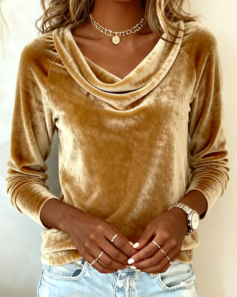 Francesca cowl neck sweater with layered necklace detail