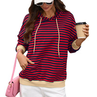 Women's Cowl Neck Striped Pullover Hoodie | Faustine