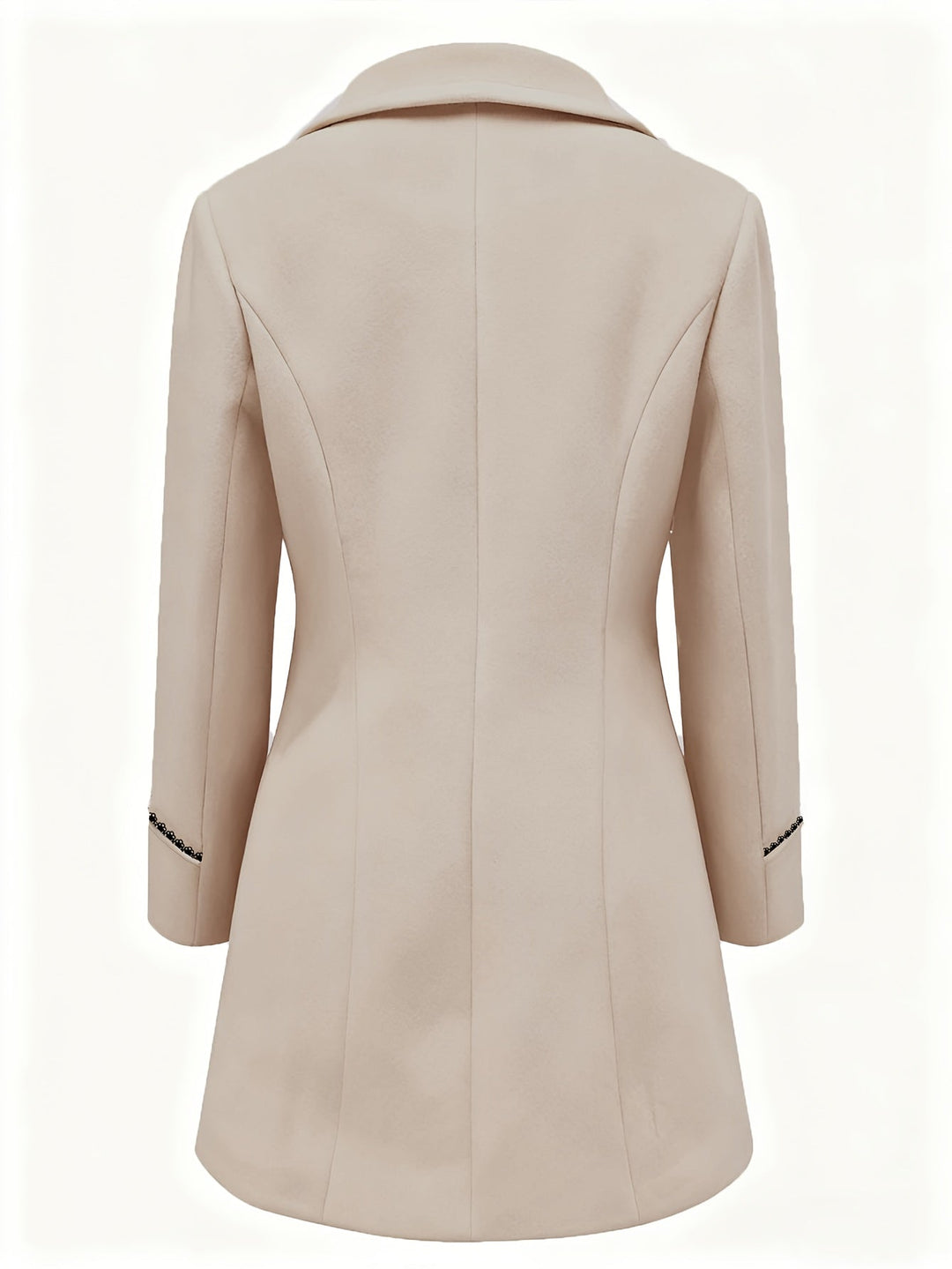 Verlaine double-breasted coat in light gray, front view on model