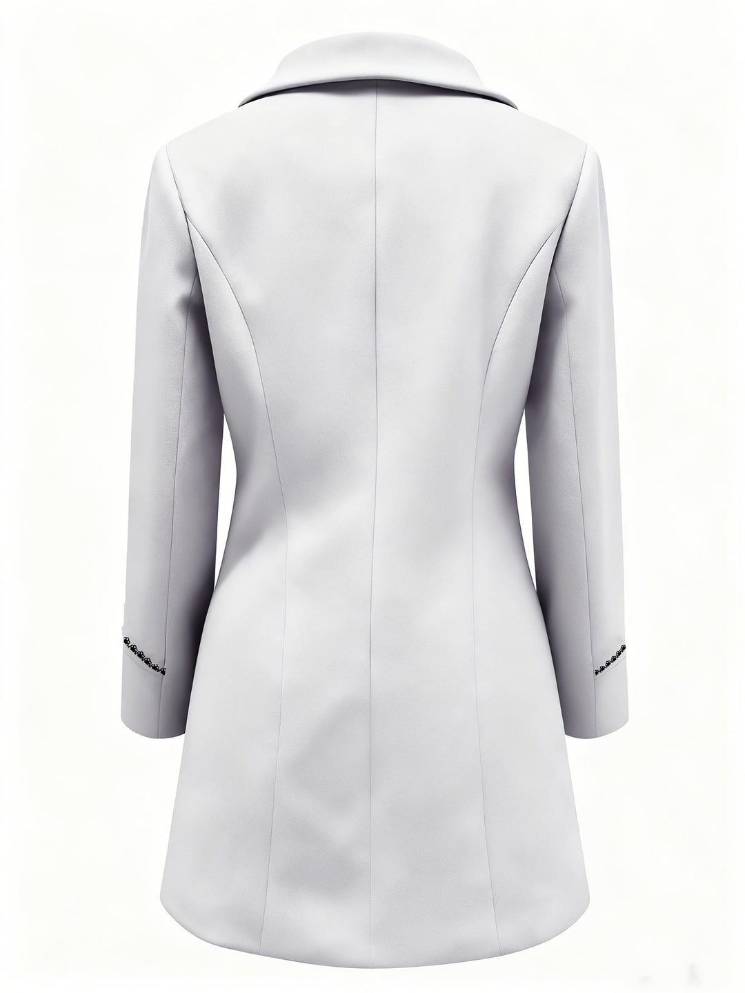 Verlaine double-breasted coat in light gray, front view on model