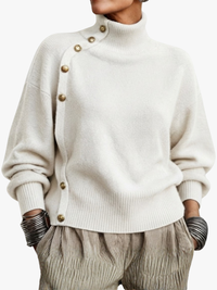 Women's High Neck Button Detail Sweater | Thea
