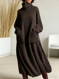 Women's High Neck Loose Fit Long Sleeve Sweater Dress | Marianne