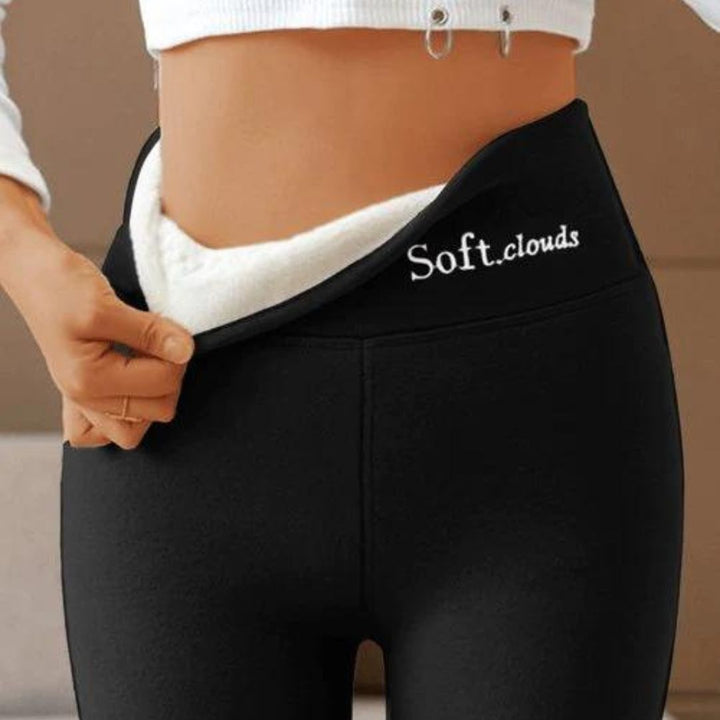 Fiorella high waist leggings with fleece lining, side view