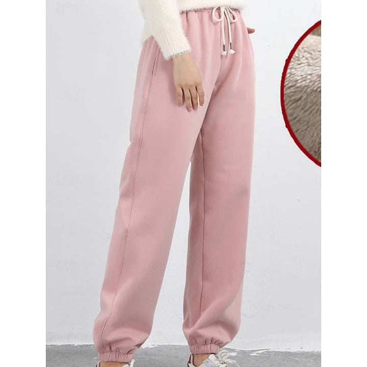 Marisol high waist fleece lined sweatpants in pink, side view