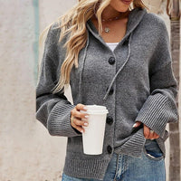 Women's Hooded Button Front Long Sleeve Cardigan | Harriet