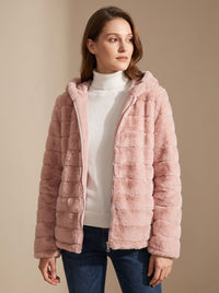 Women's Hooded Faux Fur Zip Jacket | Rosalie