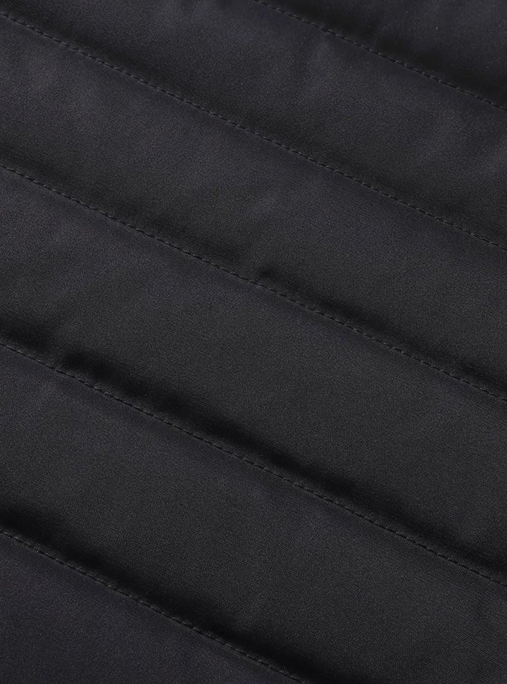 Close-up of Perpetua jacket hood, snap closures and fleece lining