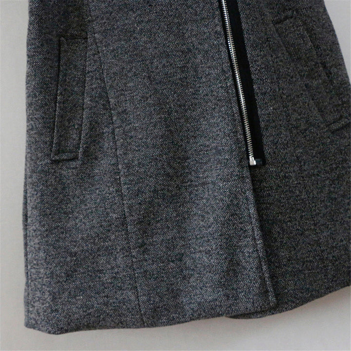Imelda winter coat close-up of quilted sleeve panel and zipper pockets