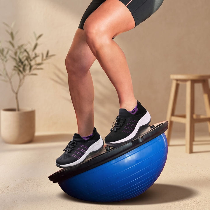 Verity navy and blue knit platform sneakers, side profile