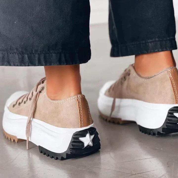 Rosabel platform sneakers back view showing star detail and chunky sole