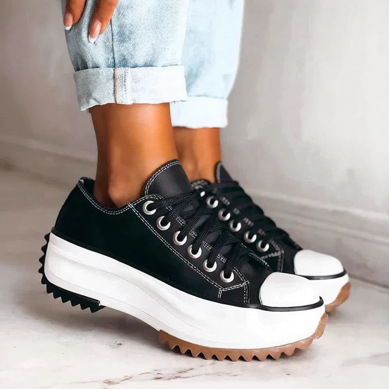 Rosabel black lace-up platform sneakers, side profile