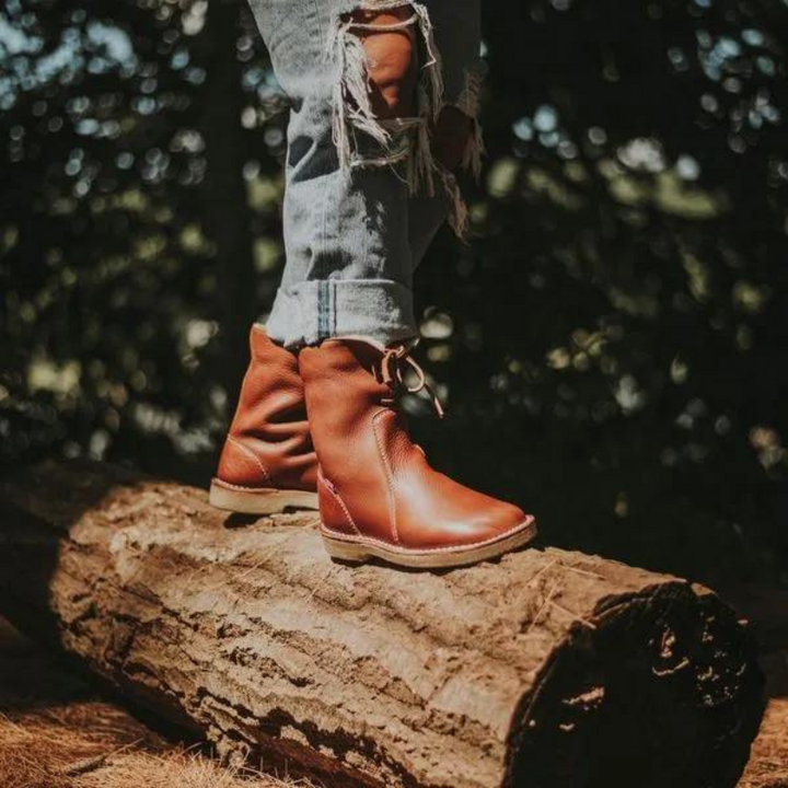 Rosemarie winter boots styled outdoors with corduroy pants