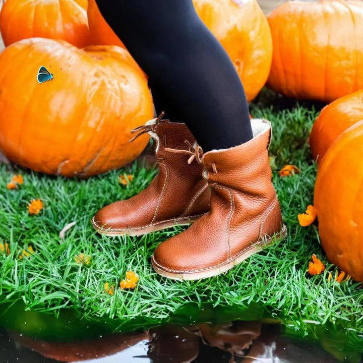 Rosemarie winter boots styled outdoors with corduroy pants