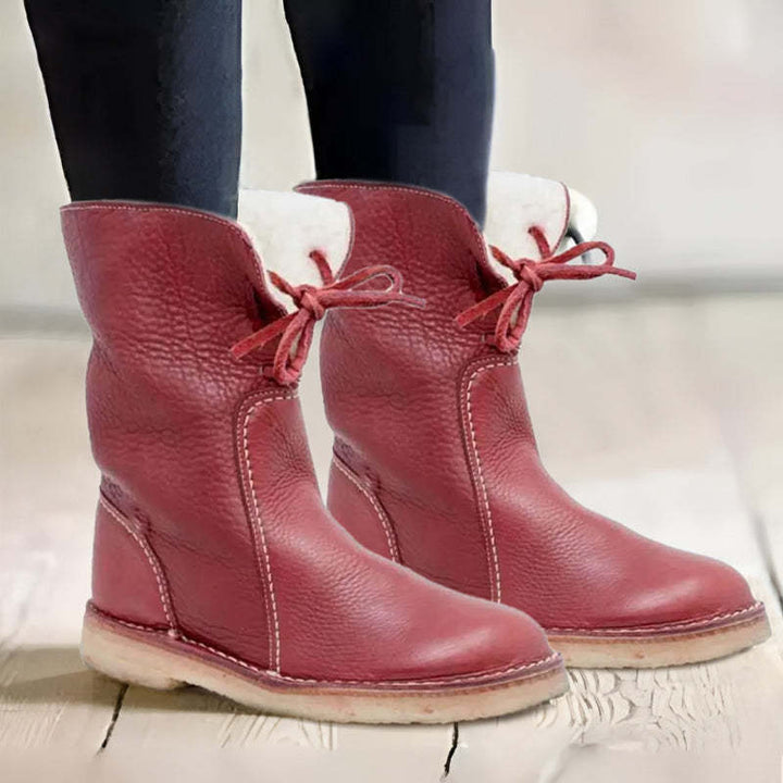 Rosemarie winter boots styled outdoors with corduroy pants