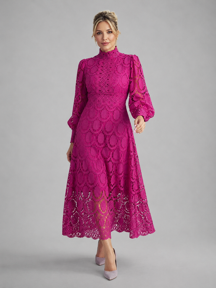 Marcelline lace midi dress in pink, front view