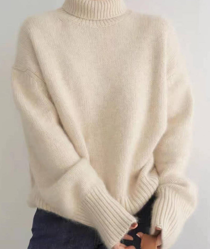Thessaly turtleneck sweater in light color, front view