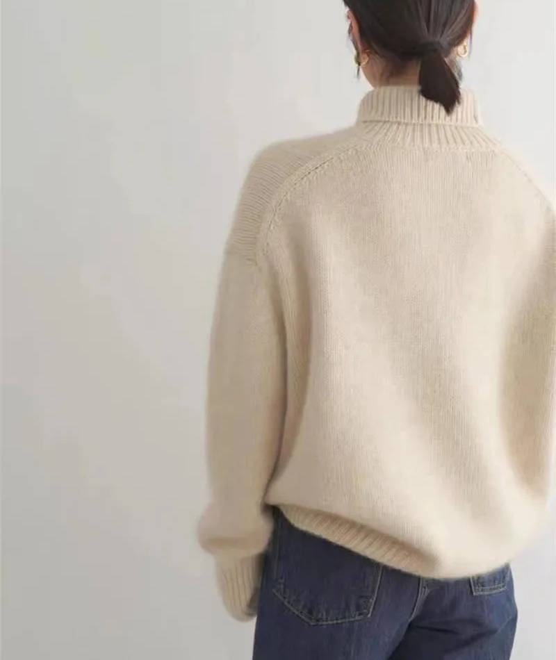 Thessaly turtleneck sweater in light color, front view