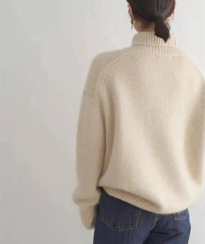 Thessaly turtleneck sweater in light color, front view