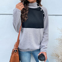 Women's Mock Neck Colorblock Fleece Pullover | Marlowe