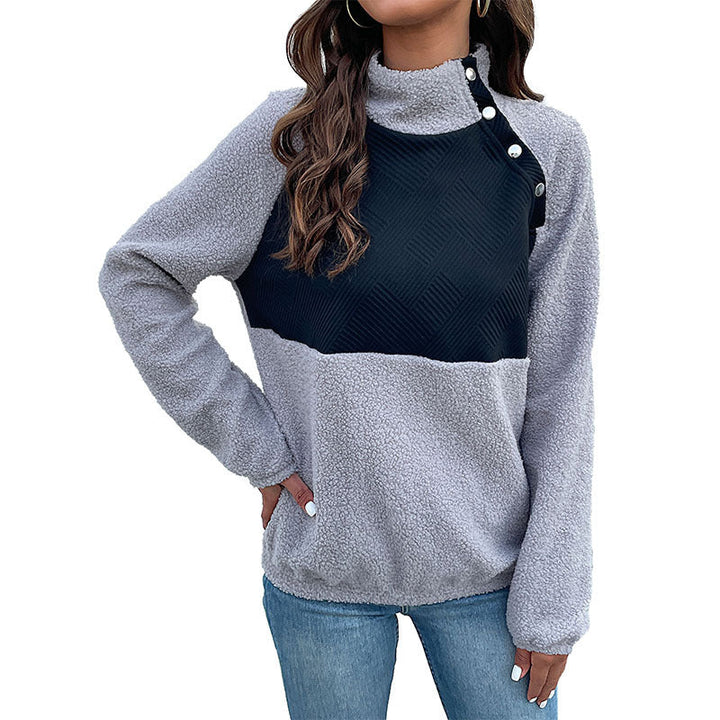 Marlowe fleece pullover, back view showing relaxed fit