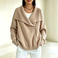 Women's Oversized Collar Zip Cardigan | Faye