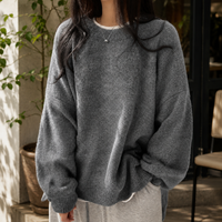 Women's Oversized Fluffy Crew Neck Sweater | Marcelline