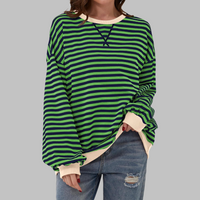 Women's Oversized Striped Long Sleeve Sweatshirt | Sable