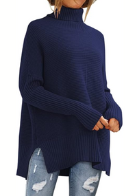 Women's Oversized Turtleneck High-Low Sweater | Rosamund