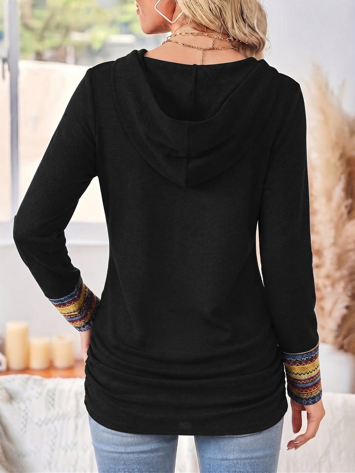 Fenwick patchwork cowl neck hoodie, back view