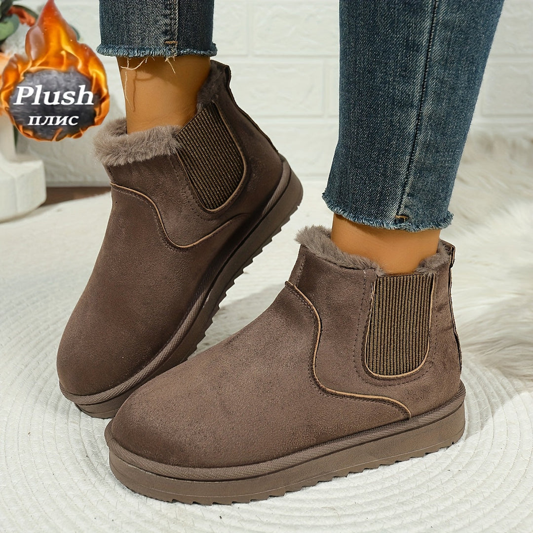 Rosemary brown ankle boots with elastic side panel, side view